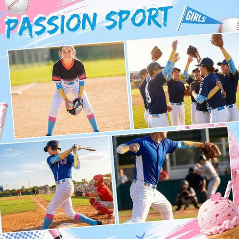 3 Pack Ice Cream Drip Baseball Stuff, Baseball Dirp Arm Sleeve and Belt and Socks for Youth Boy Sport (S,Blue) in Kuwait