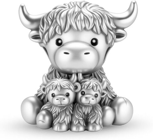 GNOCE Scottish Highland Cow Embraces Calves Cute Love Charm For Women, S925 Sterling Silver Bead Charm Bracelet for Her, Mother's Day Jewelry Gift Animals in Kuwait