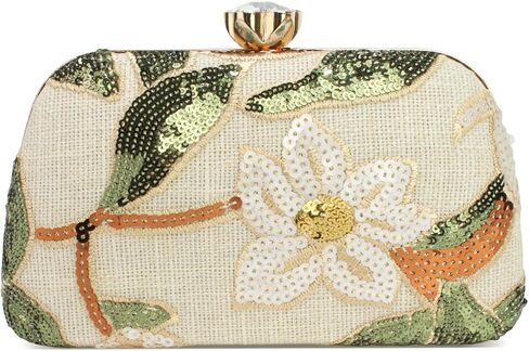 Women's Embroidery Floral Evening Bag, Sequin Beaded Clutch Purse For Formal Wedding Cocktail Party in Saudi Arabia