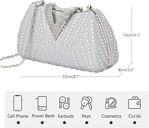 SH Clutch purses for Women Evening Clutch Bag Rhinestone Wedding Party Prom Purse Dressy Handbags in Saudi Arabia