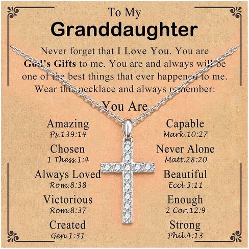 Cross Necklace for Women Girls, Christmas Easter Basket Stuffers Christian Religious Gifts for Daughter Granddaughter Baptism Confirmation Communion Valentines Graduation Gifts for Teen Girl Women in Saudi Arabia