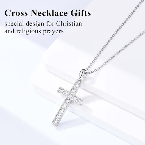 Cross Necklace for Women Girls, Christmas Easter Basket Stuffers Christian Religious Gifts for Daughter Granddaughter Baptism Confirmation Communion Valentines Graduation Gifts for Teen Girl Women in Saudi Arabia