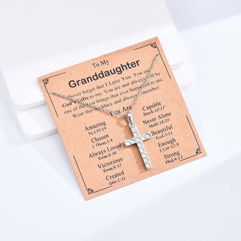 Cross Necklace for Women Girls, Christmas Easter Basket Stuffers Christian Religious Gifts for Daughter Granddaughter Baptism Confirmation Communion Valentines Graduation Gifts for Teen Girl Women in Saudi Arabia