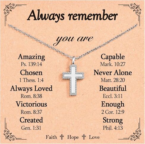EPIRORA Christian Gifts for Women Girls, 16+2" Silver Small Cross Necklace, Confirmation Baptism Easter Religious Gifts for Teen Girls Trendy Stuff, Birthday Graduation Valentines Catholic Gift Ideas in Kuwait