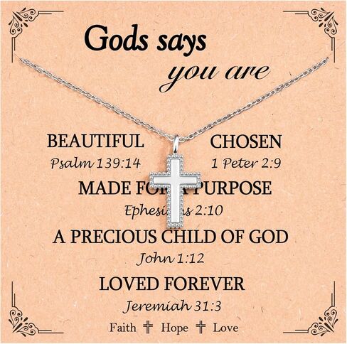 EPIRORA Christian Gifts for Women Girls, 16+2" Silver Small Cross Necklace, Confirmation Baptism Easter Religious Gifts for Teen Girls Trendy Stuff, Birthday Graduation Valentines Catholic Gift Ideas in Kuwait