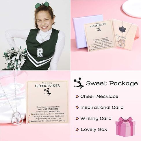 Cheerleader Gifts, Cheerleader Cheer Necklace Gifts for Girls Team, Sport Cheer Cheerleading Stuff Accessories Jewelry Competition Must Have for Girls Daughter 8-10-12-18 Year Old Girl in Saudi Arabia