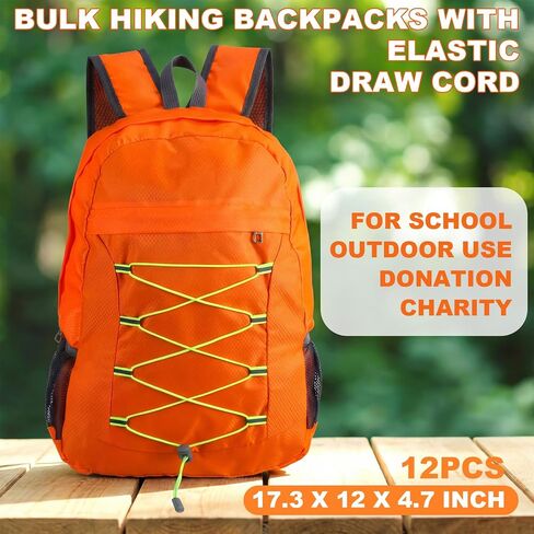 Dansydaisy 12 Pcs Backpacks Bulk - 17 Inch Multicolor Foldable Backpacks with Elastic Draw Cord Bookbags for School, Outdoor Travel, Camping in Kuwait