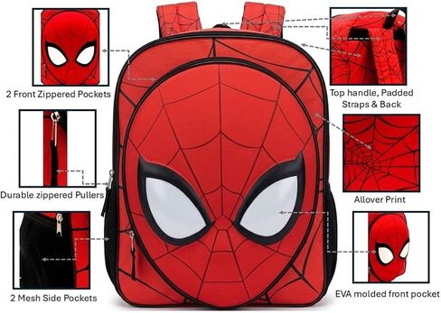 Marvel Spider-Man EVA Molded 16" Backpack - Spiderman School Backpack with Pockets in Kuwait