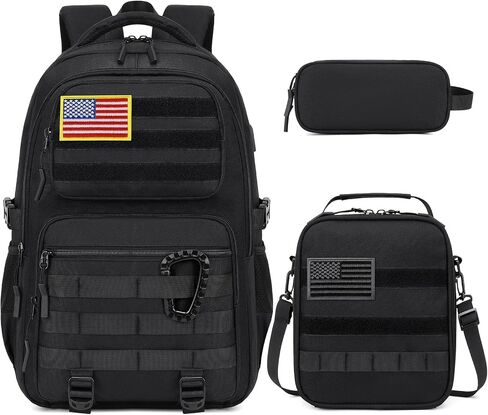 Camo Backpack for Boys, Tactical Boys Backpack with Lunch Box Pencil Case, Kids Backpacks with USB Charging Port, Military Army School Bookbag for Teen Boy Elementary Middle High School Camp in Kuwait