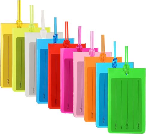 PATIKIL Suitcase Tags, Plastic 10 Colors Rainbow Luggage Tags Airplane Travel Essentials Suitcase Tags for Cruise Ships for Traveling 10 Pcs in Kuwait