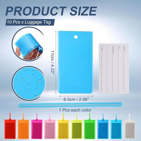 PATIKIL Suitcase Tags, Plastic 10 Colors Rainbow Luggage Tags Airplane Travel Essentials Suitcase Tags for Cruise Ships for Traveling 10 Pcs in Kuwait
