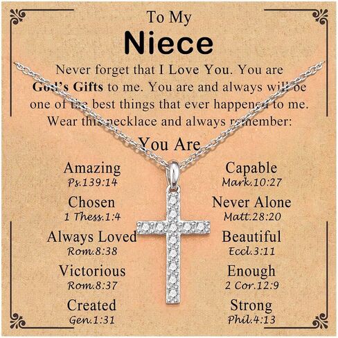 Cross Necklace for Women Girls, Christmas Easter Basket Stuffers Christian Religious Gifts for Daughter Granddaughter Baptism Confirmation Communion Valentines Graduation Gifts for Teen Girl Women in Saudi Arabia