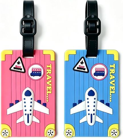 2-Pack Luggage Tags for Suitcases, Rubber Cute Style Bag Tags for Men Women Kids Luggage Handbags, Plane Travel Essentials, Mixed Set in Saudi Arabia