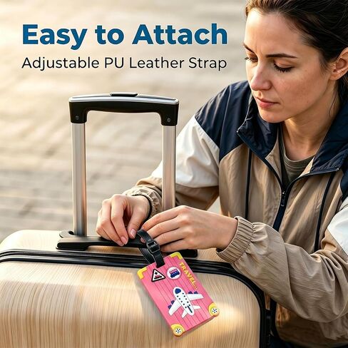 2-Pack Luggage Tags for Suitcases, Rubber Cute Style Bag Tags for Men Women Kids Luggage Handbags, Plane Travel Essentials, Mixed Set in Kuwait