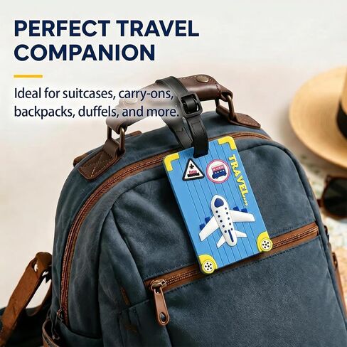 2-Pack Luggage Tags for Suitcases, Rubber Cute Style Bag Tags for Men Women Kids Luggage Handbags, Plane Travel Essentials, Mixed Set in Kuwait