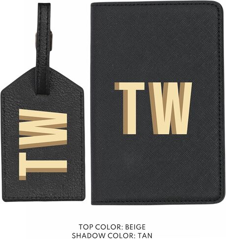 Personalized Leather Luggage Tag – Shadow Monogram Travel ID Tag for Women, Privacy Flap with Clear Window, Custom Bag Tag for Travel Gifts (Pink Luggage Tag) in Saudi Arabia