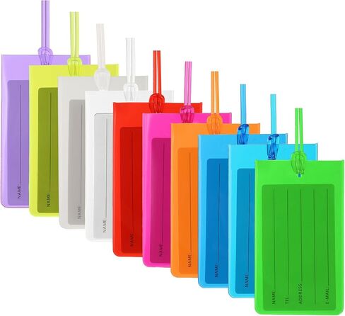 PATIKIL Suitcase Tags, Plastic 10 Colors Rainbow Luggage Tags Airplane Travel Essentials Suitcase Tags for Cruise Ships for Traveling 10 Pcs in Kuwait