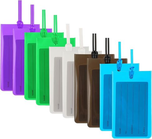 PATIKIL Suitcase Tags, Plastic 10 Colors Rainbow Luggage Tags Airplane Travel Essentials Suitcase Tags for Cruise Ships for Traveling 10 Pcs in Kuwait