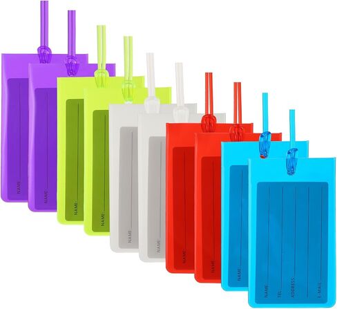 PATIKIL Suitcase Tags, Plastic 10 Colors Rainbow Luggage Tags Airplane Travel Essentials Suitcase Tags for Cruise Ships for Traveling 10 Pcs in Kuwait