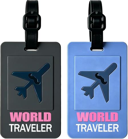 2-Pack Luggage Tags for Suitcases, Rubber Cute Style Bag Tags for Men Women Kids Luggage Handbags, Plane Travel Essentials, Mixed Set in Kuwait