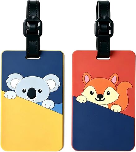 2-Pack Luggage Tags for Suitcases, Rubber Cute Style Bag Tags for Men Women Kids Luggage Handbags, Plane Travel Essentials, Mixed Set in Kuwait