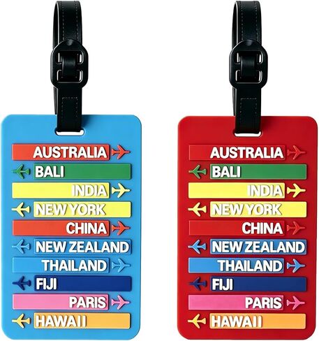 2-Pack Luggage Tags for Suitcases, Rubber Cute Style Bag Tags for Men Women Kids Luggage Handbags, Plane Travel Essentials, Mixed Set in Kuwait