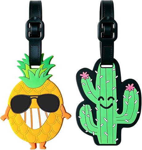 2-Pack Luggage Tags for Suitcases, Rubber Cute Style Bag Tags for Men Women Kids Luggage Handbags, Plane Travel Essentials, Mixed Set in Kuwait