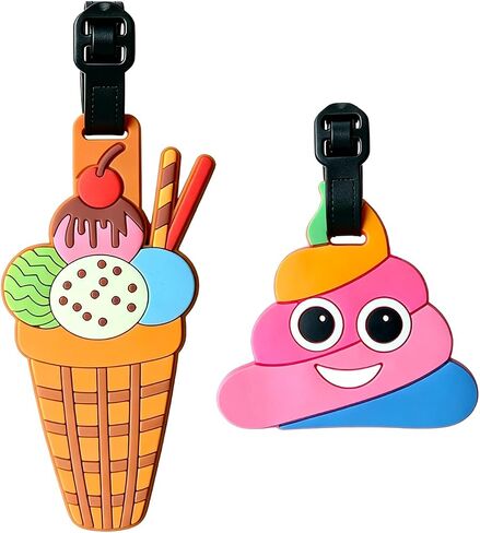 2-Pack Luggage Tags for Suitcases, Rubber Cute Style Bag Tags for Men Women Kids Luggage Handbags, Plane Travel Essentials, Mixed Set in Kuwait