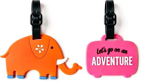 2-Pack Luggage Tags for Suitcases, Rubber Cute Style Bag Tags for Men Women Kids Luggage Handbags, Plane Travel Essentials, Mixed Set in Kuwait