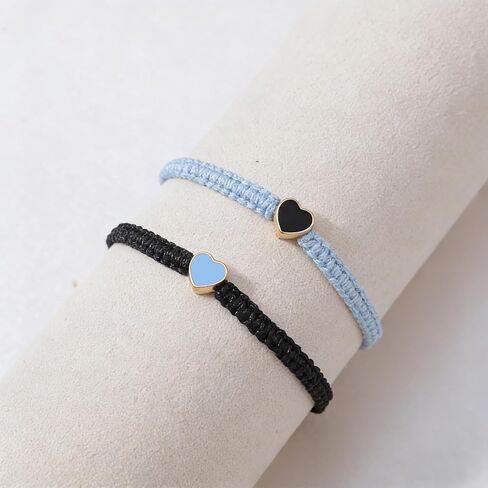 2PCS Couples Bracelets for Anniversary, Matching Bracelets for Couples Long Distance His and Hers Valentines Gifts with Heart Knot Bracelet Matching Couples Stuff(Blue & Black) in Saudi Arabia