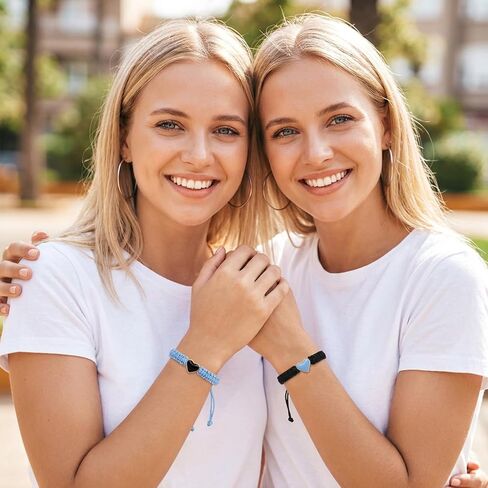 2PCS Couples Bracelets for Anniversary, Matching Bracelets for Couples Long Distance His and Hers Valentines Gifts with Heart Knot Bracelet Matching Couples Stuff(Blue & Black) in Saudi Arabia