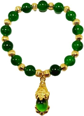 Green Jade Bracelet with Pi Xiu Bead Ethnic Style Spinach Green Jasper Imitation Jade Beaded Handmade Jewelry for Women and Men in Saudi Arabia
