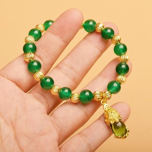 Green Jade Bracelet with Pi Xiu Bead Ethnic Style Spinach Green Jasper Imitation Jade Beaded Handmade Jewelry for Women and Men in Saudi Arabia
