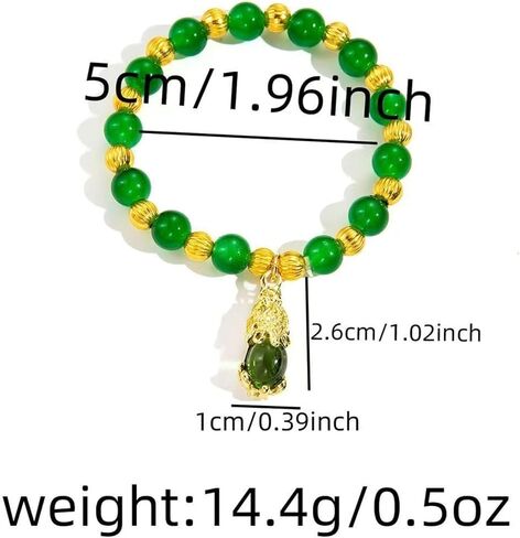 Green Jade Bracelet with Pi Xiu Bead Ethnic Style Spinach Green Jasper Imitation Jade Beaded Handmade Jewelry for Women and Men in Saudi Arabia
