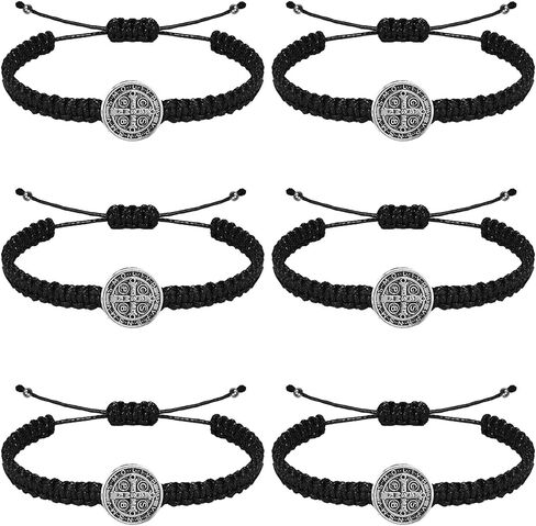 6Pcs Alloy Religious St. Benedict Woven Bracelet set - Highly Suitable as a Romantic Gift or an Accessory for Religious Occasions. in Saudi Arabia