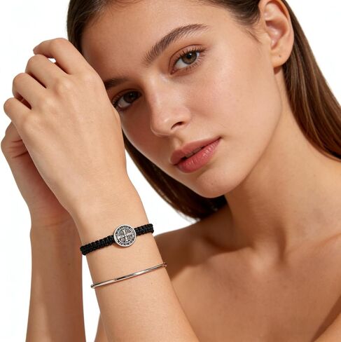 6Pcs Alloy Religious St. Benedict Woven Bracelet set - Highly Suitable as a Romantic Gift or an Accessory for Religious Occasions. in Kuwait