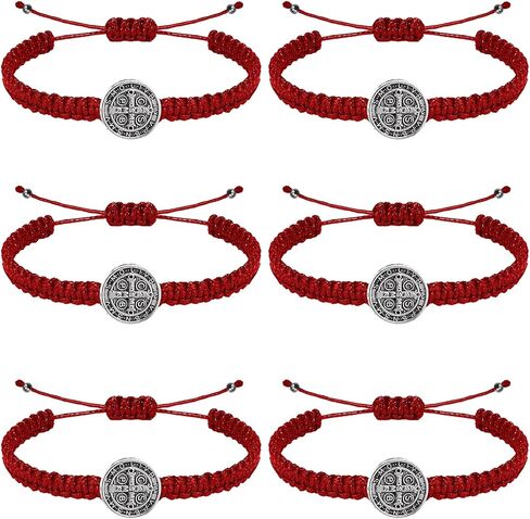 6Pcs Alloy Religious St. Benedict Woven Bracelet set - Highly Suitable as a Romantic Gift or an Accessory for Religious Occasions. in Kuwait