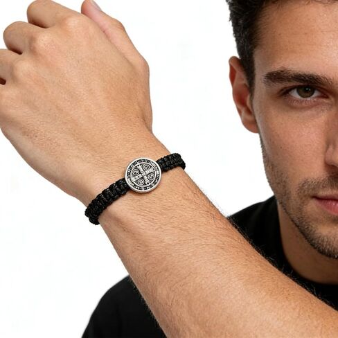 6Pcs Alloy Religious St. Benedict Woven Bracelet set - Highly Suitable as a Romantic Gift or an Accessory for Religious Occasions. in Kuwait
