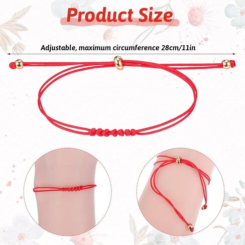 7 Knot Red String of Fate Bracelets Good Luck Protection Gift Thread Handmade String Bracelets Adjustable Red Rope Long Distance Matching Bracelet for Women and Men Friendship Jewelry in Saudi Arabia