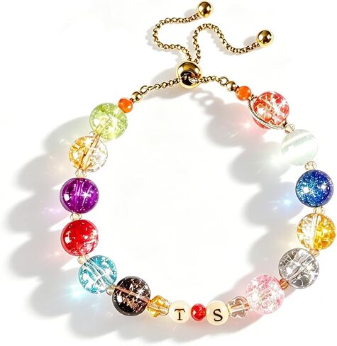 Music Themed Crystle Bracelets, Popular Singer 12-Color Album Color Exquisite Handmade Nature Crystal Bracelet,Wonderful Birthday Gifts for Women Adult Mother in Saudi Arabia