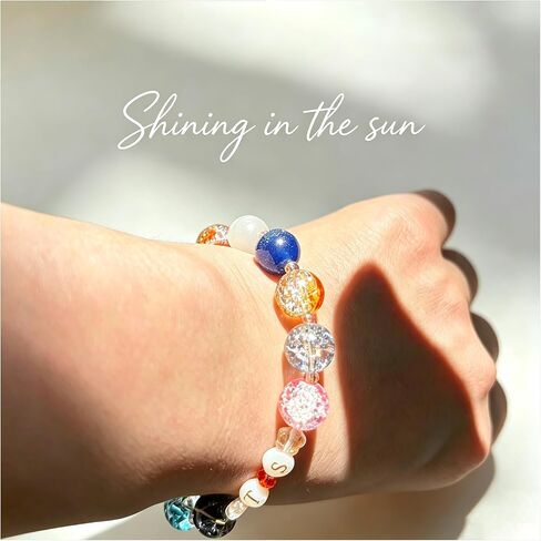 Music Themed Crystle Bracelets, Popular Singer 12-Color Album Color Exquisite Handmade Nature Crystal Bracelet,Wonderful Birthday Gifts for Women Adult Mother in Saudi Arabia