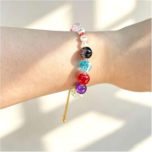 Music Themed Crystle Bracelets, Popular Singer 12-Color Album Color Exquisite Handmade Nature Crystal Bracelet,Wonderful Birthday Gifts for Women Adult Mother in Saudi Arabia