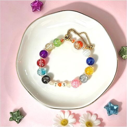 Music Themed Crystle Bracelets, Popular Singer 12-Color Album Color Exquisite Handmade Nature Crystal Bracelet,Wonderful Birthday Gifts for Women Adult Mother in Saudi Arabia
