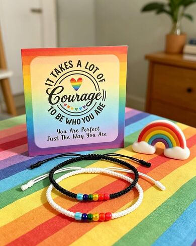 2 Pcs Pride Bracelets for Men Women Colorful Beads String Bracelet Adjustable Rainbow LGBTQ Pride Bracelet Transgender Gay Bisexual Jewelry Accessories in Saudi Arabia