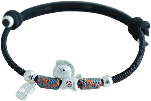 Year of Horse Red String Bracelet for Women and Men, Adjustable Lucky Braided Rope Bracelet with Charm Pendant, Protection Jewelry for Good Luck and Success, Handwoven Cord in Saudi Arabia