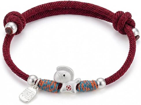 Year of Horse Red String Bracelet for Women and Men, Adjustable Lucky Braided Rope Bracelet with Charm Pendant, Protection Jewelry for Good Luck and Success, Handwoven Cord in Saudi Arabia