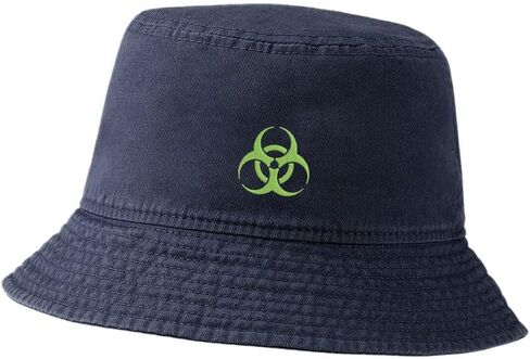 Bucket Hat for Men Women Green Biohazard Embroidered Washed Cotton Unisex Bucket Hats in Kuwait