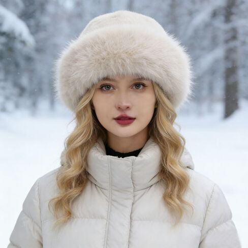 Women’s Faux Fur Warm Hat Fuzzy Bucket Hat Winter Fluffy Furry Mink Hats Fashion Fisherman Cap for Cold Weather in Saudi Arabia