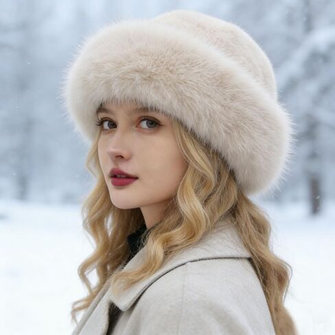 Women’s Faux Fur Warm Hat Fuzzy Bucket Hat Winter Fluffy Furry Mink Hats Fashion Fisherman Cap for Cold Weather in Saudi Arabia