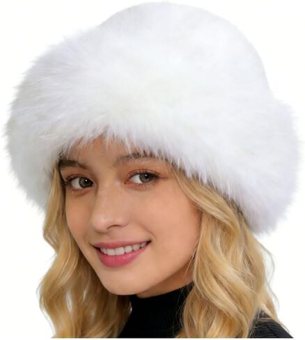 Women’s Faux Fur Warm Hat Fuzzy Bucket Hat Winter Fluffy Furry Mink Hats Fashion Fisherman Cap for Cold Weather in Saudi Arabia